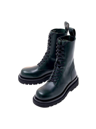 Lug Lace-Up Worker Boots Bottle Green - BOTTEGA VENETA - BALAAN 2