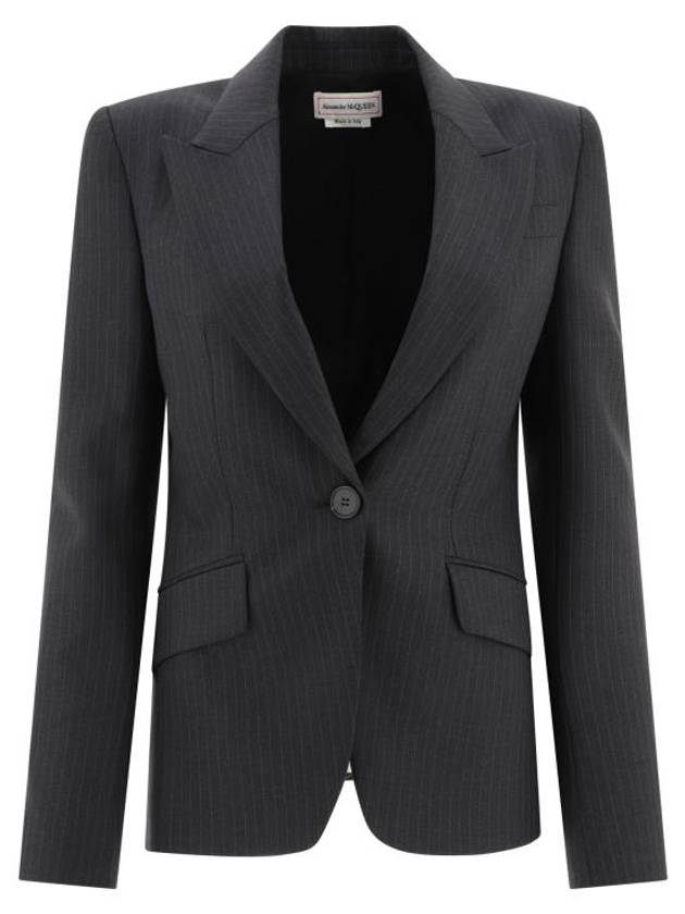 Striped Blazer Jacket Dark Grey - ALEXANDER MCQUEEN - BALAAN 1