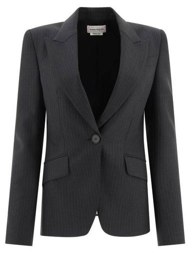 Striped Blazer Jacket Dark Grey - ALEXANDER MCQUEEN - BALAAN 1