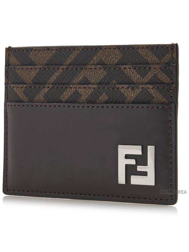 FF Square Leather Card Wallet Brown - FENDI - BALAAN 3