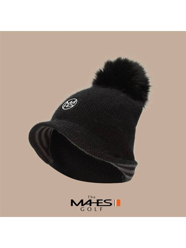 Logo bucket hat black orange label angora fur bell beanie cap EC00724 - MAHES - BALAAN 2