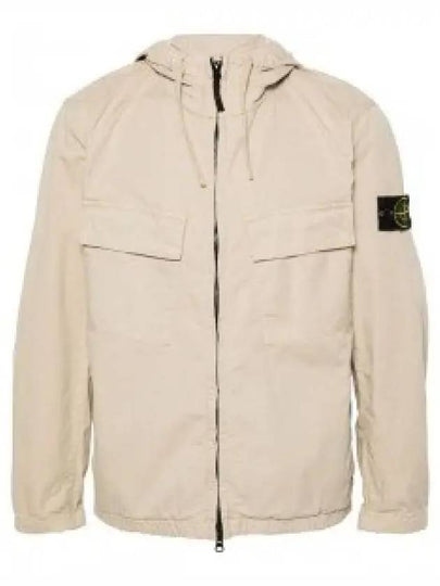 Cotton Twill Stretch Hooded Jacket Beige - STONE ISLAND - BALAAN 2