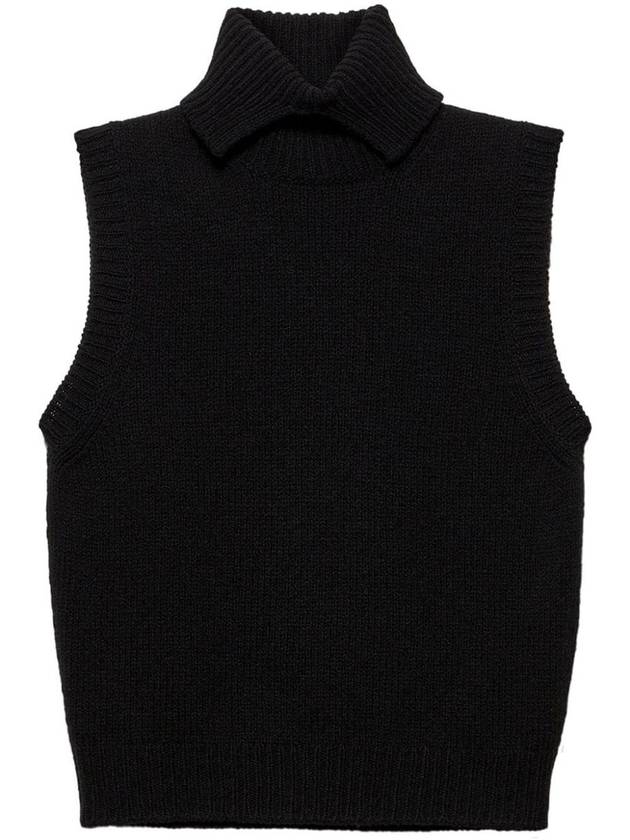 Cashmere Turtleneck Vest Black - PRADA - BALAAN 3