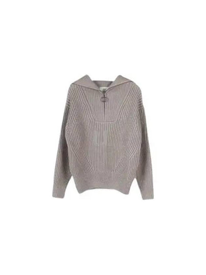 Half Zip-Up Knit Top Beige - AMI - BALAAN 2