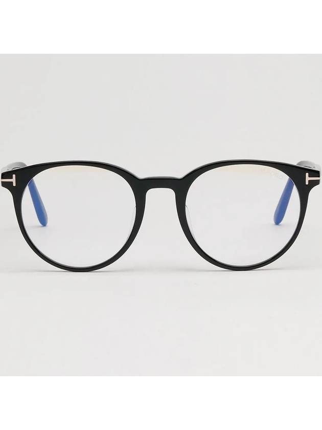 Blue light blocking glasses frame TF5695FB 001 Resin wear round black horn rim Asian fit - TOM FORD - BALAAN 3