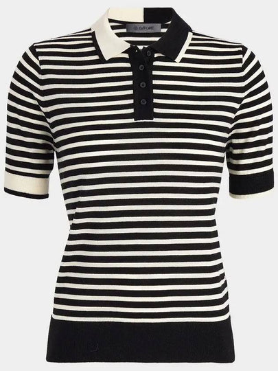 Contrast Stripe Merino Wool Short Sleeve Sweater Polo GLS000002 ONYX - G/FORE - BALAAN 2