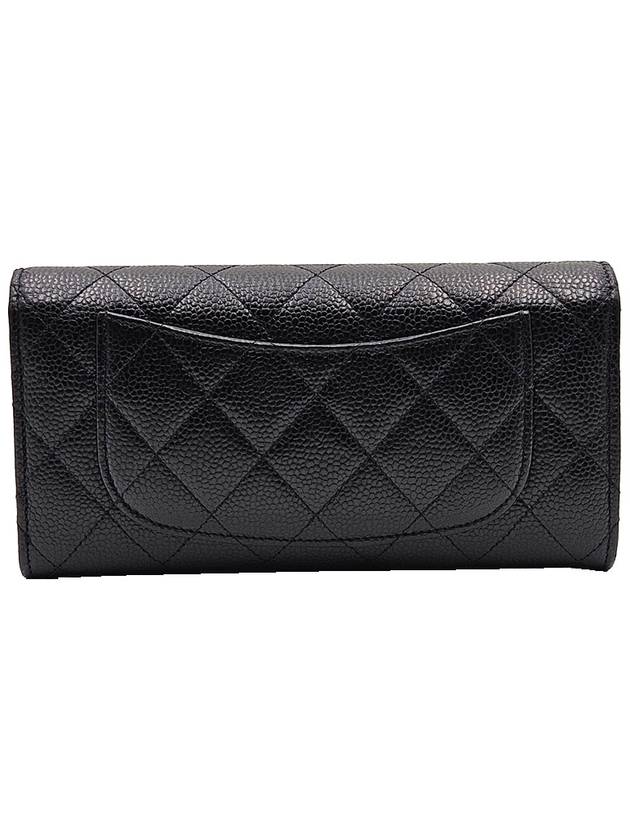 Chanel AP0241 Black Caviar Silver CC Logo Classic Long Flap Wallet - CHANEL - BALAAN 4