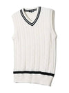 Cable color scheme V-neck knit vest IVORY BLACK - 20THHOLE - BALAAN 9