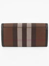 Check Pattern Leather Trim Long Wallet Brown - BURBERRY - BALAAN 3