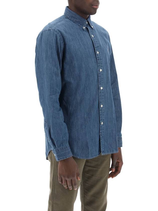 Men's Denim Custom Fit Long Sleeve Shirt Blue - POLO RALPH LAUREN - BALAAN 3