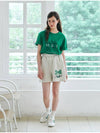 Two Tone Lettering Flower Short Sleeves T Shirt Green - METAPHER - BALAAN 4