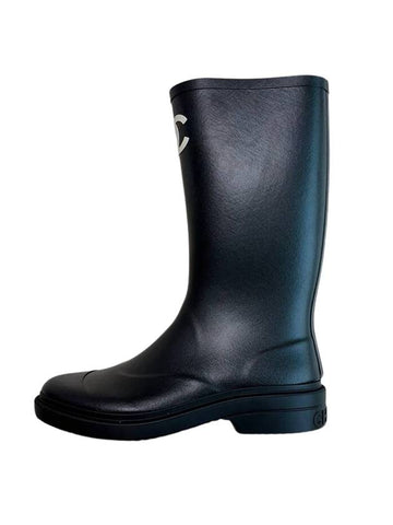 CC Logo Caoutchouc Rain Boots Black - CHANEL - BALAAN 1