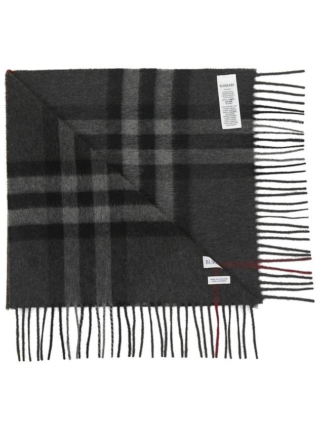 Check Cashmere Scarf Charcoal - BURBERRY - BALAAN 4