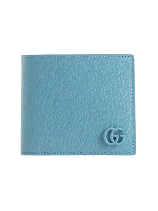 GG Marmont leather halfwallet light blue - GUCCI - BALAAN.