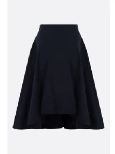 Flare Cotton Unbalanced Skirt Navy - BOTTEGA VENETA - BALAAN 2