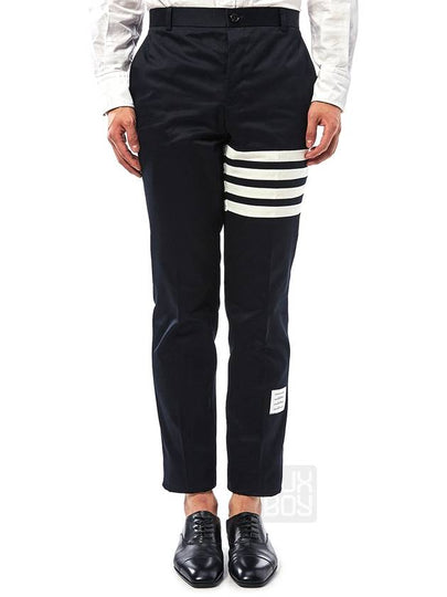 Diagonal Unconstructed Chino Straight Pants Navy - THOM BROWNE - BALAAN 2