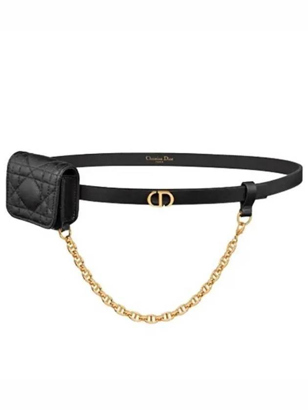 Caro Pouch Leather Belt Black - DIOR - BALAAN 1