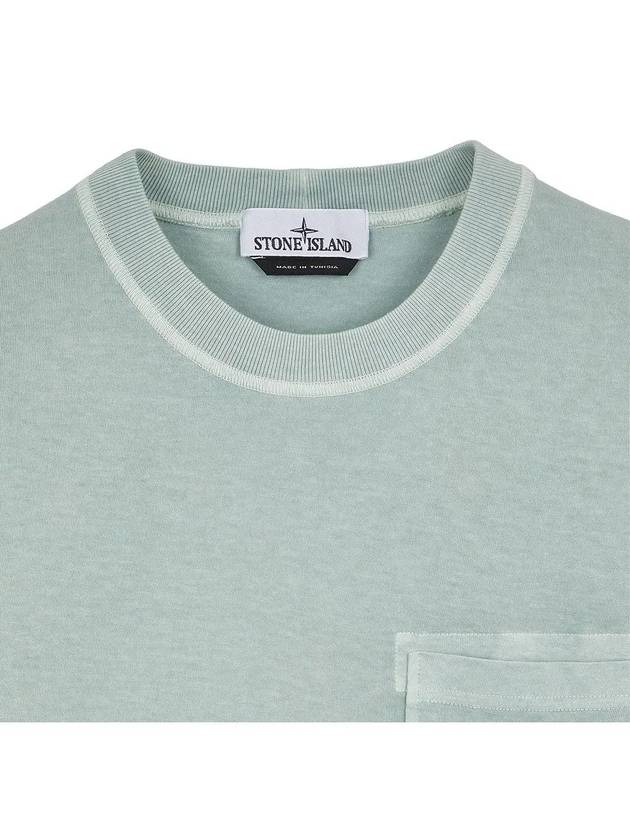 Men's Pisato Effect Logo Patch Pocket Short Sleeve T-Shirt Beige Grey - STONE ISLAND - BALAAN 5