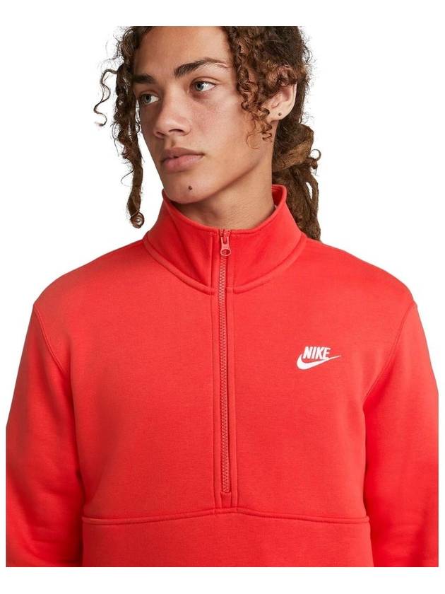 Sportswear Club Brushed Half Zip Up Sweatshirt Red - NIKE - BALAAN 5