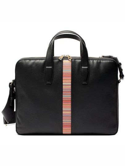 Signature Striped Leather Briefcase Black - PAUL SMITH - BALAAN 2