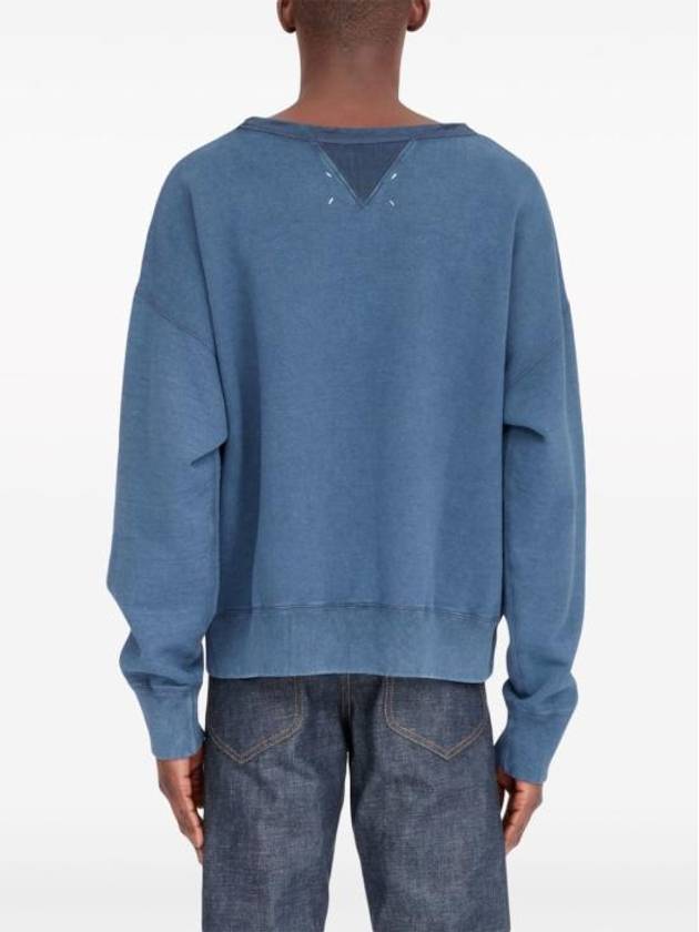 Reverse Logo Crew Neck Cotton Sweatshirt Blue - MAISON MARGIELA - BALAAN 4