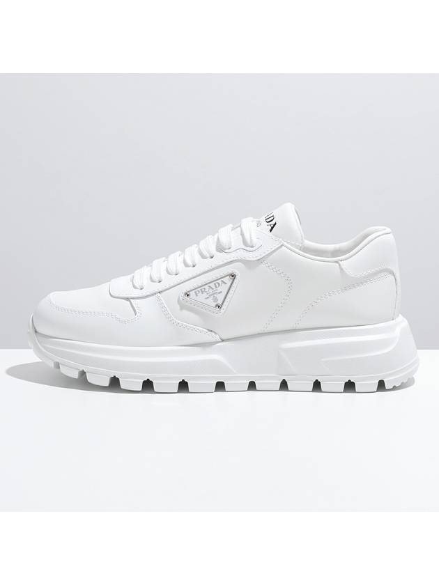 Spazzolato Logo Low Top Sneakers White - PRADA - BALAAN 3