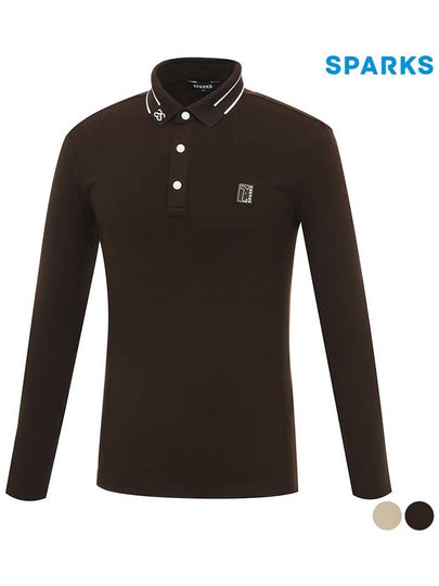 Men s neckline color combination point long sleeved collar T shirt SO3MTS004 - SPARKS - BALAAN 2