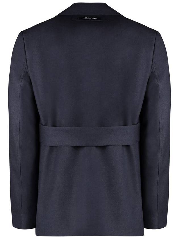 Single Breasted Wool Jacket Navy - FENDI - BALAAN 3