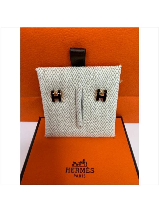 Mini Pop H Rose Gold Earrings Noir - HERMES - BALAAN 3