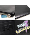 Women s Saint Laurent 397295 Black Calfskin Lightning Bolt Print Clutch gt Pouch Gangbuk used luxury goods - SAINT LAURENT - BALAAN 8