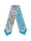 Women's Floral Print Silk Neck Bow Muffler Blue - GUCCI - BALAAN 1