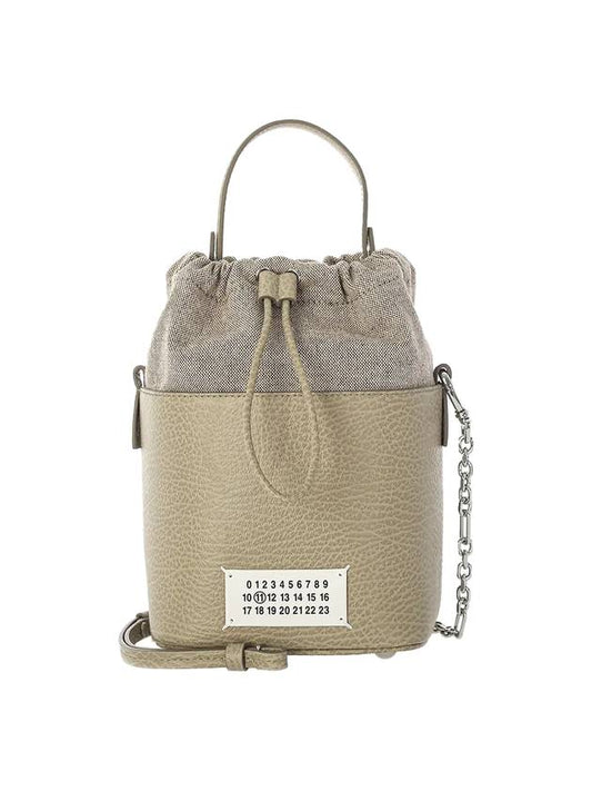 5AC Number Logo Texture Leather Bucket Bag Bleach - MAISON MARGIELA - BALAAN 1