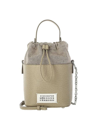 5AC Number Logo Texture Leather Bucket Bag Bleach - MAISON MARGIELA - BALAAN 1