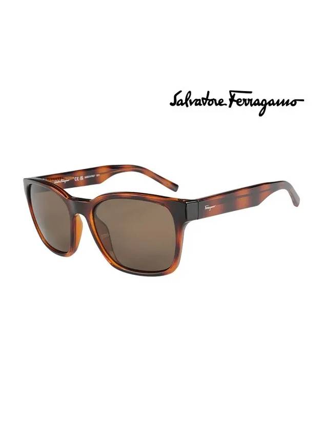 Eyewear Logo Square Sunglasses Tortoise - SALVATORE FERRAGAMO - BALAAN 2