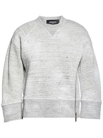 heather gray cropped sweatshirt - DSQUARED2 - BALAAN 1