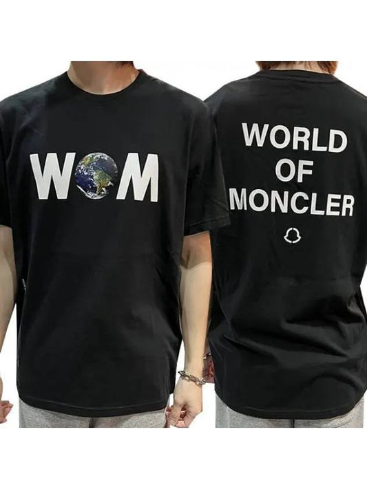 Genius World of Logo Short Sleeve T Shirt 8C00008 Black 1094267 - MONCLER - BALAAN 1