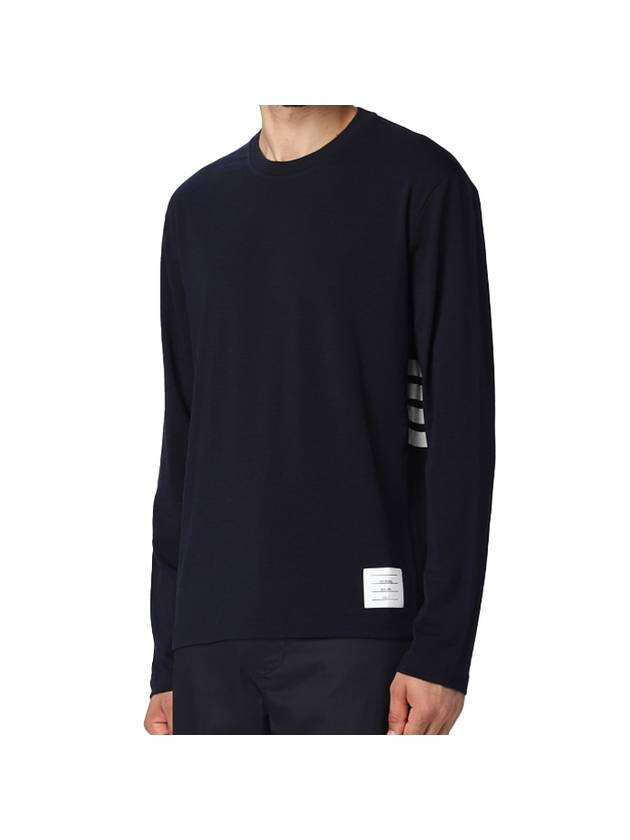 Wool Jersey 4-Bar Long Sleeve T-Shirt Navy - THOM BROWNE - BALAAN 5