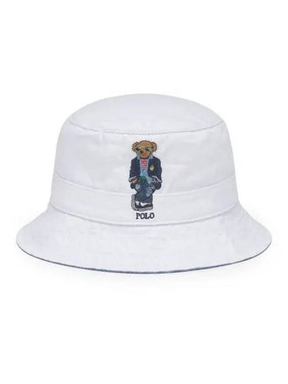 Polo Bear Twill Bucket Hat White - POLO RALPH LAUREN - BALAAN 2