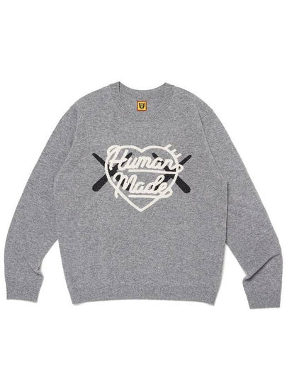 Logo Knit Sweatshirt Grey - HUMAN MADE - BALAAN 2