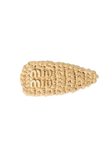 Woven Fabric Hair Clip Natural - MIU MIU - BALAAN 1