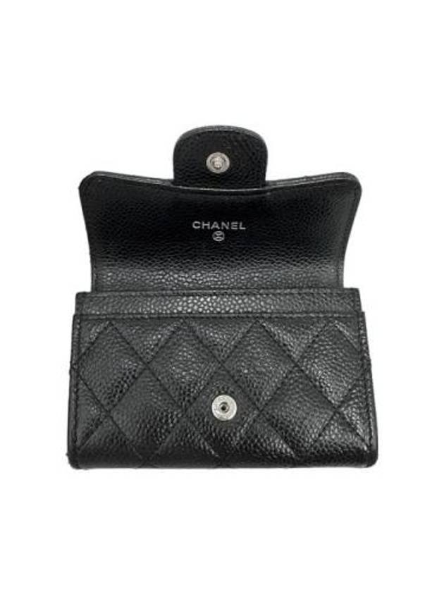 Classic Card Holder Grained Calfskin Silver Black - CHANEL - BALAAN 4