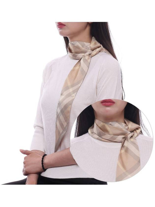 Skinny Check Silk Scarf Flax - BURBERRY - BALAAN 2