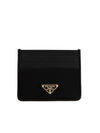 Triangle Logo Saffiano Leather Card Wallet Black - PRADA - BALAAN 2