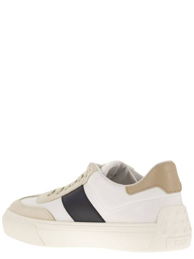 Leather Suede Low Top Sneakers White Black - TOD'S - BALAAN 4