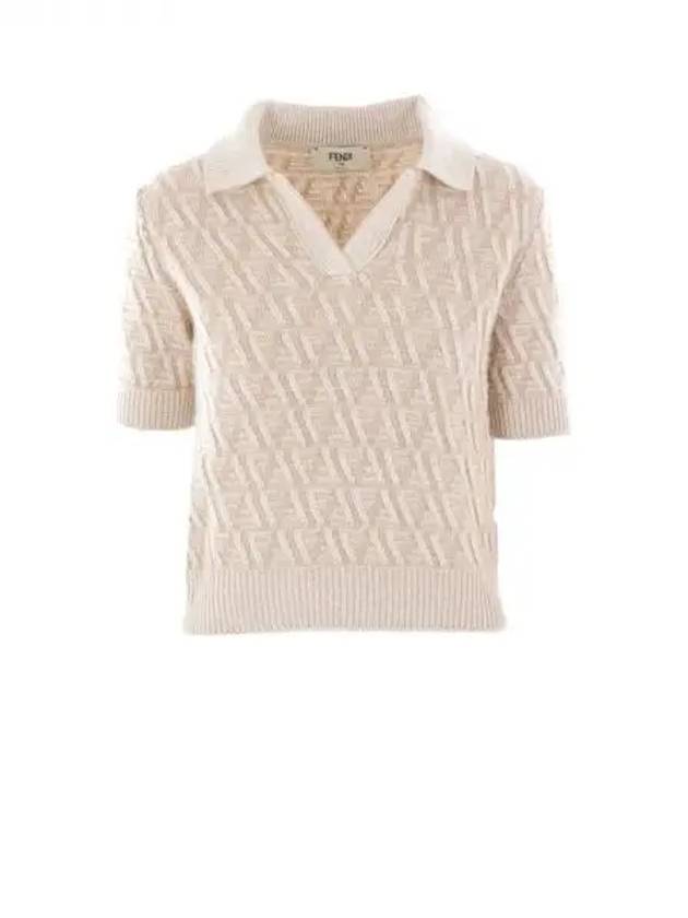 FF logo all over V neck wool cashmere knit - FENDI - BALAAN 1