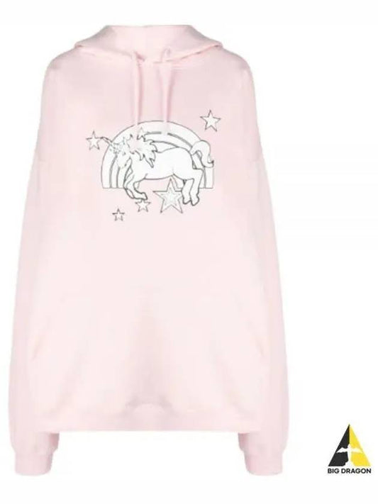 Overfit Unicorn Print Hoodie Pink - VETEMENTS - BALAAN 2