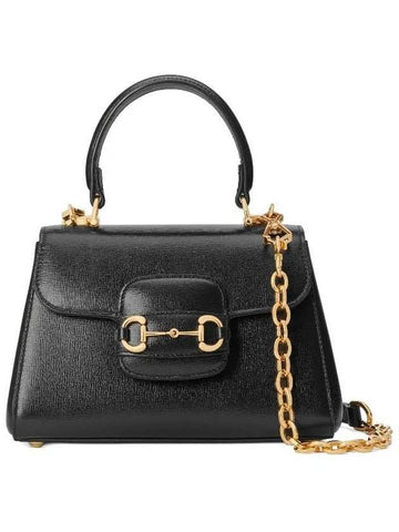 Horsebit 1955 Top Handle Mini Leather Tote Bag Black - GUCCI - BALAAN 1