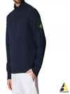 Half Zip-up Loose Fit Uneven Cotton Yarn Knit Top Navy - STONE ISLAND - BALAAN 2