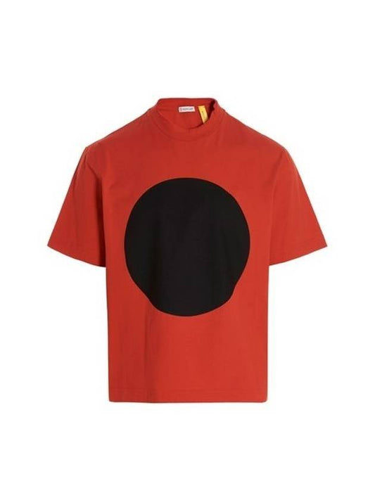 Men's Cotton Jersey One Print Short Sleeve T-Shirt Red - MONCLER - BALAAN.
