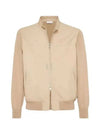 Knitted Sleeves Leather Jacket Beige - BRUNELLO CUCINELLI - BALAAN 2